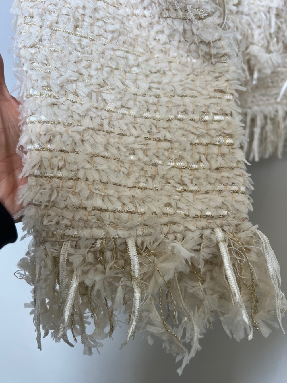 Cream Fringe Tweed Jacket - Picture 5 of 10